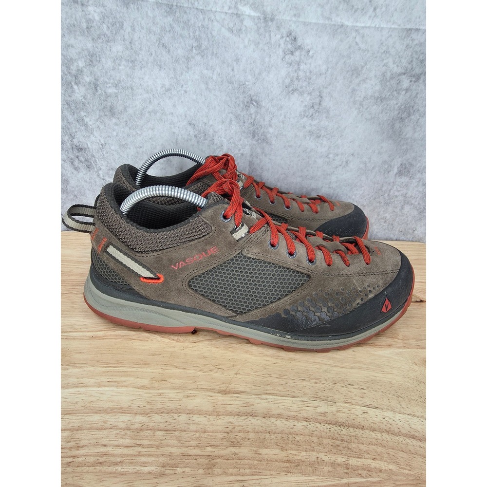 Vasque Grand Traverse Hiking Shoes Mens 9.5  Brown Red Suede Vibram Low Top 7320